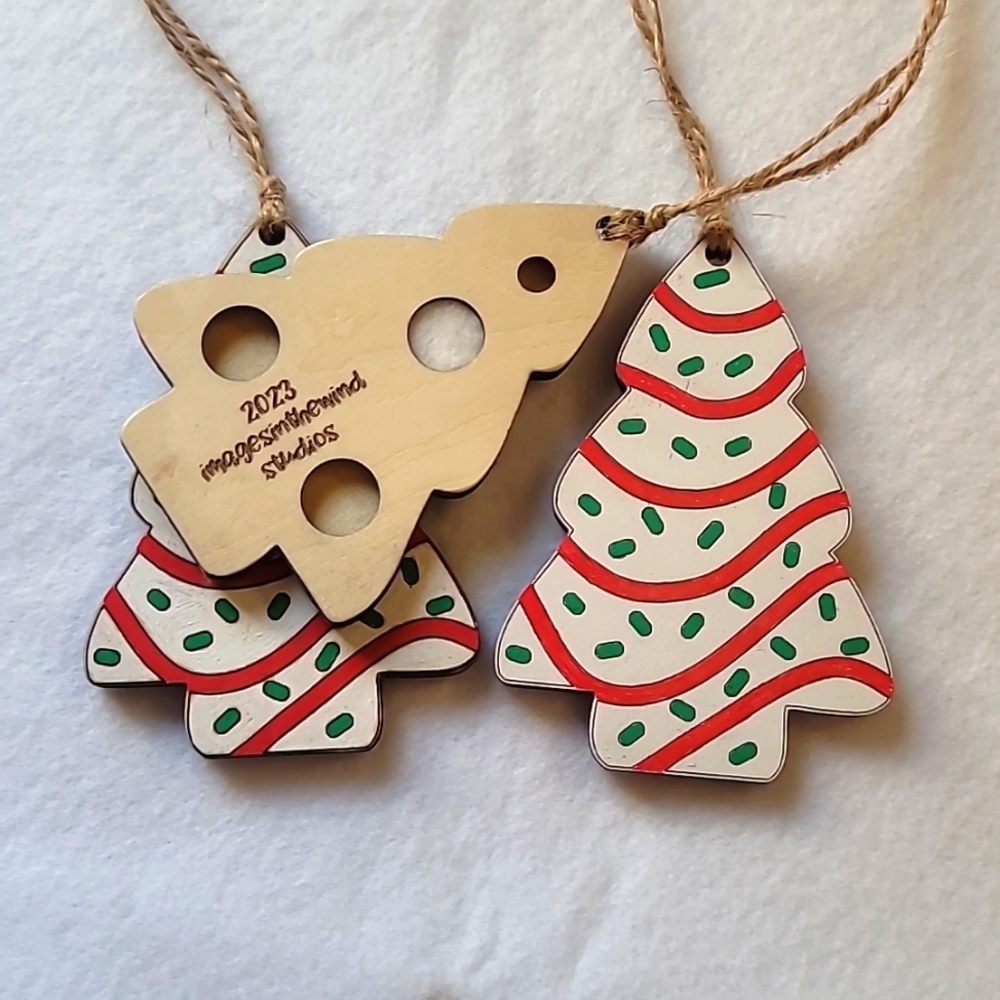 Little Debbie Christmas Cake Wooden Ornament and Air Freshener